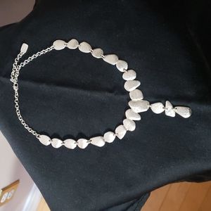 Hammered Silver Drop Necklace 18" long